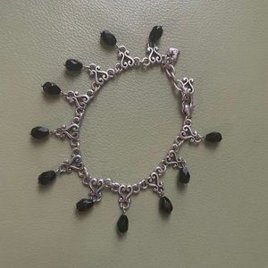 Brighton Retired Vivaldi Black Faceted Dangle Bead Bracelet